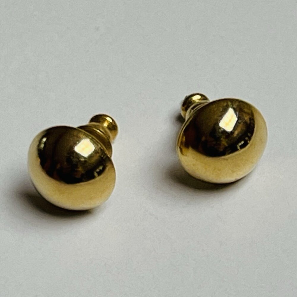Beautiful Yellow Gold Tone Small Stud Ball Earrings Post Back Minimalist Wedding